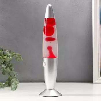 Светильник настольный металл, стекло, воск «Лава» Е14 25-35W серебро 348.58.5 см