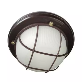 Светильник НПП 03-60-014 "Самарканд" 1302 IP65 круглый малый матов./корпус с решеткой дерево венге (инд. упак.) Элетех 1005500977