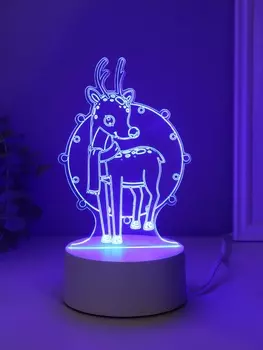 Светильник 3D RISALUX «Олень в гирлянде», LED-ночник, RGB, от сети, 9.510.416 см