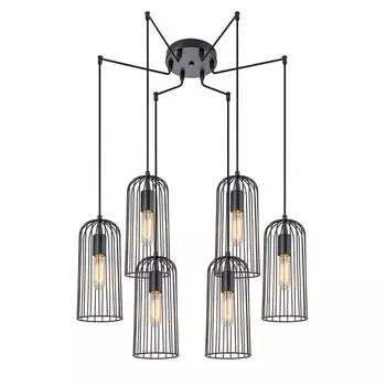 Светильник подвесной Escada, 10198/6. 6х60Вт, E27, 630х170х285/960 мм, цвет черный