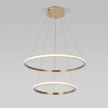 Светильник подвесной Eurosvet Collars 90264/2, LED, 92 Вт, 3300/4200/6500К, 7000Лм, 600х600 мм, пульт ДУ, цвет латунь