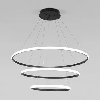 Светильник подвесной Eurosvet Collars 90264/3, LED, 155 Вт, 3300/4200/6500К, 11500Лм, 800х800 мм, пульт ДУ, цвет чёрный