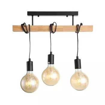 Светильник подвесной Evoluce. SL1142.403.03. Bagetti. 3х60 Вт, E27, 55х4х22,5 см, цвет чёрный, светлое дерево