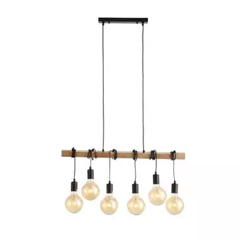 Светильник подвесной Evoluce. SL1142.403.06. Bagetti. 6х60 Вт, E27, 85х4х29 см, цвет чёрный, светлое дерево