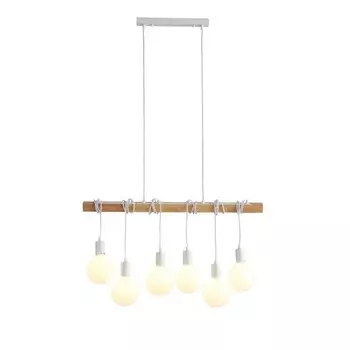 Светильник подвесной Evoluce. SL1142.503.06. Bagetti. 6х60 Вт, E27, 85х4х29 см, цвет белый, светлое дерево