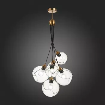 Светильник подвесной Evoluce. SLE103103-06. Satturo. 6х60 Вт, E27, 35х35 см, цвет золотистый