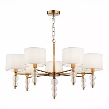 Светильник подвесной Evoluce. SLE105713-07. Ramer. 7х40 Вт, E14, 79х79х45 см, цвет латунь, прозрачный