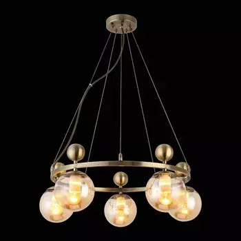 Светильник подвесной Evoluce. SLE106303-05. Pechio. 5х60 Вт, E27, 62х62х22 см, цвет бронзовый