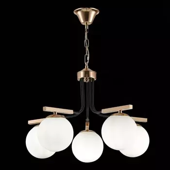 Светильник подвесной Evoluce. SLE106803-05. Sonco. 5х40 Вт, E14, 50х57х37 см, цвет французское золото, чёрный