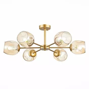 Светильник подвесной Evoluce. SLE155412-06. Pallo. 6х60 Вт, E27, 70х70х25 см, цвет золотистый