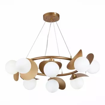 Светильник подвесной Evoluce. SLE220503-08. Bolzano. 8х5 Вт, G9, 4000K, 66х66х30 см, цвет золотистый