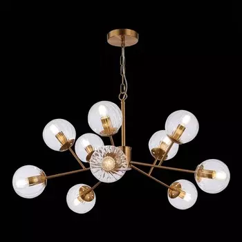 Светильник подвесной Evoluce. SLE220803-10. Andria. 10х40 Вт, E14, 81х81х52 см, цвет латунь