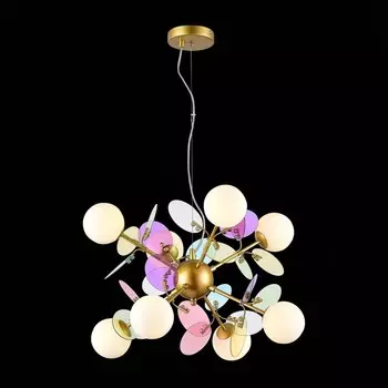 Светильник подвесной Evoluce. SLE2502-203-08. Vola. 8х5 Вт, G9, 4000K, 52х52х60 см, цвет золотистый