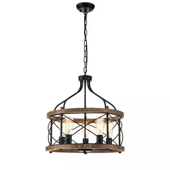 Светильник подвесной Indigo, 10017/5P Black. 5х60Вт, E27, 500х500х500/1325 мм, цвет деревянный