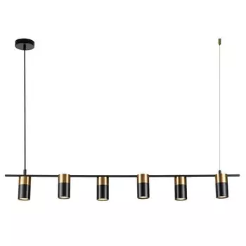 Светильник подвесной Indigo, 11014/6P Black. 6х35Вт, GU10, 1080х100х135/1670 мм, цвет золотой