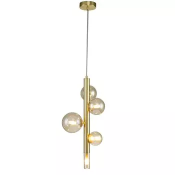 Светильник подвесной Indigo, 11026/5P Gold. 5х28Вт, G9, 200х200х460/1660 мм, цвет янтарный
