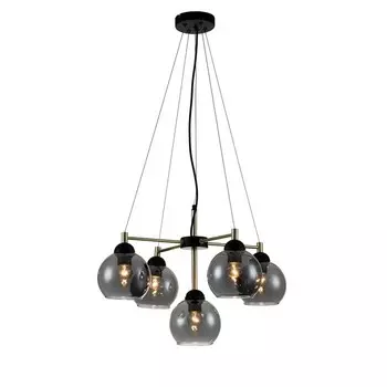 Светильник подвесной Indigo, 11029/5P Black. 5х60Вт, E27, 600х600х430/1200 мм, цвет дымчатый