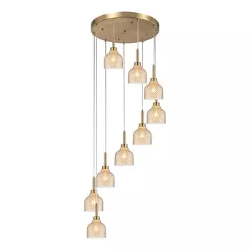 Светильник подвесной Indigo, 11039/9P Amber. 9х40Вт, E27, 600х600х2895 мм, цвет янтарный