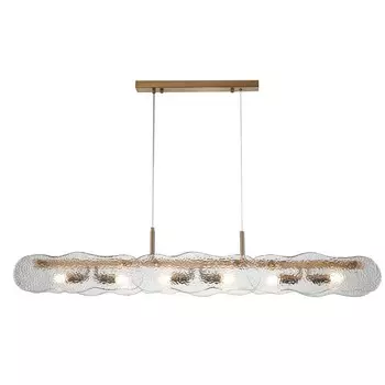 Светильник подвесной Indigo, 12019/6P Brass. 6х60Вт, E14, 1200х130х155/1155 мм, эффект волны