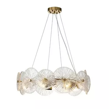 Светильник подвесной Indigo, 12021/7P Brass. 7х60Вт, E14, 600х600х225/1225 мм, цвет прозрачный