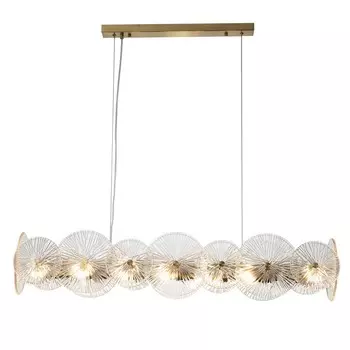 Светильник подвесной Indigo, 12021/7PL Brass. 7х60Вт, E14, 1000х150х225/1225 мм, цвет прозрачный