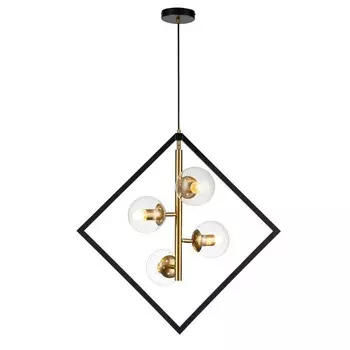 Светильник подвесной Indigo, 13005/B/4P Black. 4х40Вт, E27, 700х700х725/1525 мм, цвет прозрачный