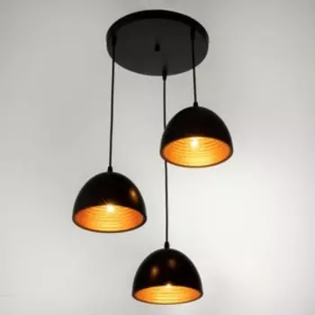 Светильник подвесной "Купол" 3х40Вт Е27 черно-золотой 36х36х22-122см