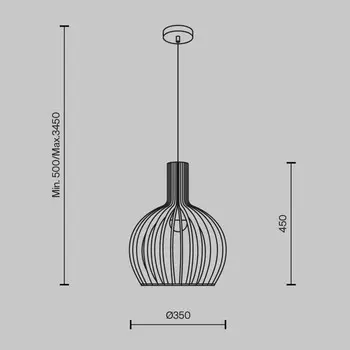 Светильник подвесной Maytoni MOD194PL-01W, 1хE27, 40Вт, 35х35х347,5 см, цвет чёрный