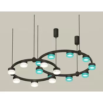 Светильник подвесной с композитным хрусталём Ambrella light, XR92091300, GX53 LED 12 Вт, цвет чёрный песок, голубой, прозрачный