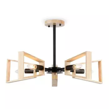 Светильник подвесной в стиле лофт Ambrella light, Loft, TR80495, 5хE14, цвет чёрный, светлое дерево