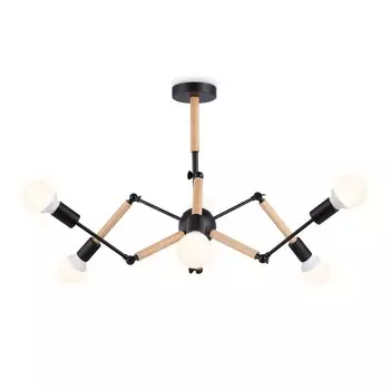 Светильник подвесной в стиле лофт Ambrella light, Loft, TR80488, 6хE27, цвет чёрный, светлое дерево