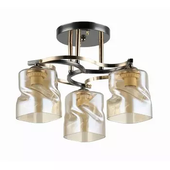 Светильник потолочный «Акира», 40Вт, Е27, 40x40x24 см, цвет чёрный, золото