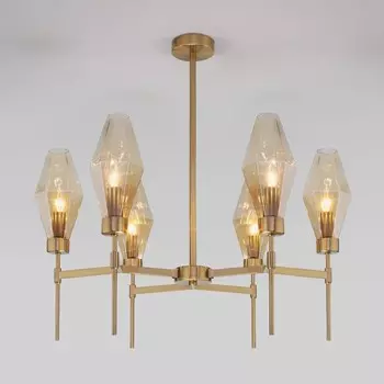 Светильник потолочный Eurosvet Prism 60143/6, E14, 6х60Вт, 700х700х680 мм, цвет латунь