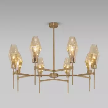 Светильник потолочный Eurosvet Prism 60143/8, E14, 8х60Вт, 900х900х680 мм, цвет латунь