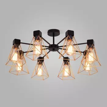 Светильник потолочный Eurosvet Trappola 70107/8, E27, 8х60Вт, 700х700х330 мм, цвет чёрный