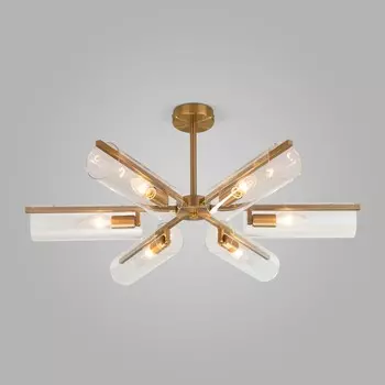 Светильник потолочный Eurosvet Trompeta 70144/6, E14, 6х60Вт, 740х740х310 мм, цвет латунь