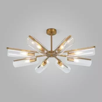 Светильник потолочный Eurosvet Trompeta 70144/8, E14, 8х60Вт, 820х820х310 мм, цвет латунь