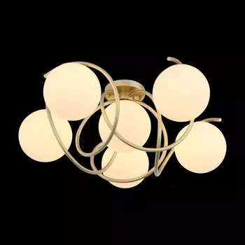 Светильник потолочный Evoluce. SL711.202.06. Delicata. 6х60 Вт, E27, 78х78х30 см, цвет золотистый