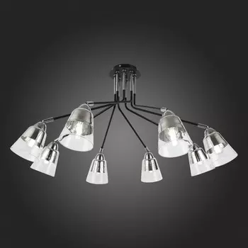 Светильник потолочный Evoluce. SLE102902-08. Lirino. 8х40 Вт, E27, 73х73х44 см, цвет чёрный, хром