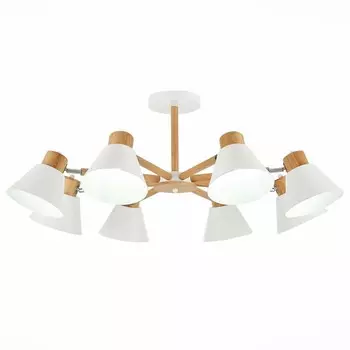 Светильник потолочный Evoluce. SLE103702-08. Buve. 8х60 Вт, E27, 85,5х85,5х37 см, цвет светлое дерево, белый