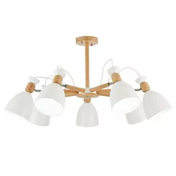 Светильник потолочный Evoluce. SLE103802-07. Balcamo. 7х60 Вт, E27, 75х75х45 см, цвет светлое дерево, белый