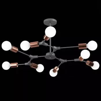 Светильник потолочный Evoluce. SLE106403-09. Palare. 9х60 Вт, E27, 89х89х35,5 см, цвет серый, розовое золото