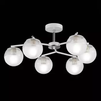 Светильник потолочный Evoluce. SLE106602-06. Verona. 6х60 Вт, E27, 67х67х28 см, цвет белый, хром