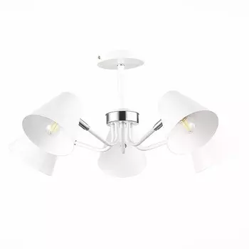 Светильник потолочный Evoluce. SLE106702-05. Lere. 5х60 Вт, E27, 63х63х28 см, цвет белый, хром