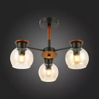 Светильник потолочный Evoluce. SLE108102-03. Rasco. 3х60 Вт, E27, 49х49х35 см, цвет чёрный, тёмное дерево