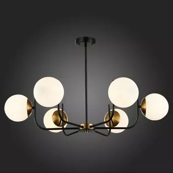 Светильник потолочный Evoluce. SLE1098-402-06. Ciane. 6х60 Вт, E27, 68,5х68,5х46 см, цвет чёрный, латунь