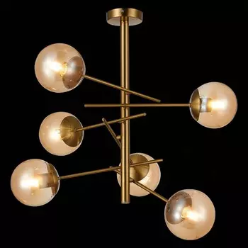 Светильник потолочный Evoluce. SLE1099-312-06. Velio. 6х60 Вт, E27, 50х50х60 см, цвет латунь