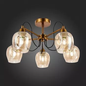 Светильник потолочный Evoluce. SLE110002-05. Acro. 5х60 Вт, E27, 59х59х29 см, цвет бронза