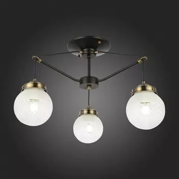 Светильник потолочный Evoluce. SLE110302-03. Stricce. 3х60 Вт, E27, 59х59х36 см, цвет чёрный, бронза