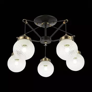 Светильник потолочный Evoluce. SLE110302-05. Stricce. 5х60 Вт, E27, 59х59х36 см, цвет чёрный, бронза